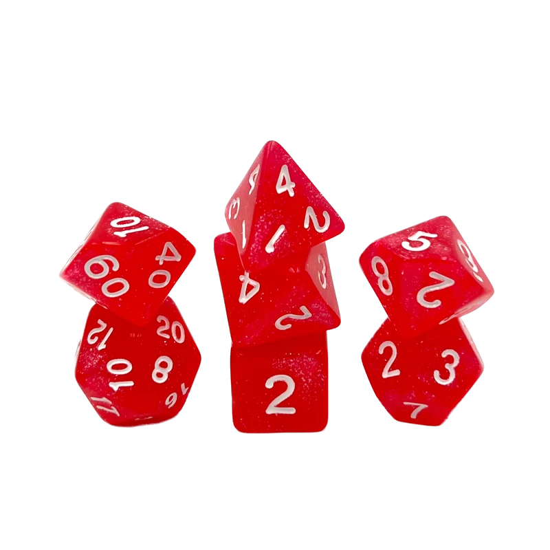 7-teiliges RPG Würfelset Confetti: Ruby Red