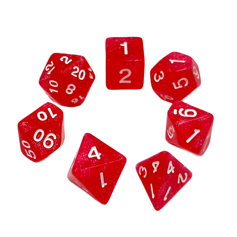 7-teiliges RPG Würfelset Confetti: Ruby Red