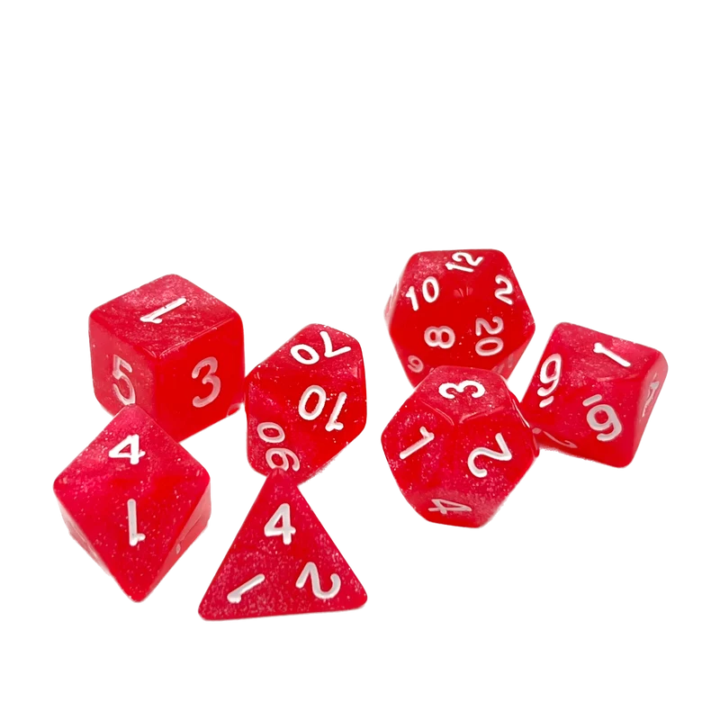 7-teiliges RPG Würfelset Confetti: Ruby Red