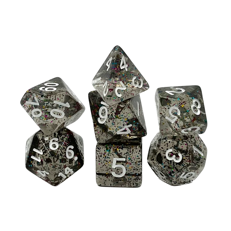 7-teiliges RPG Würfelset Confetti: Dark Rainbow