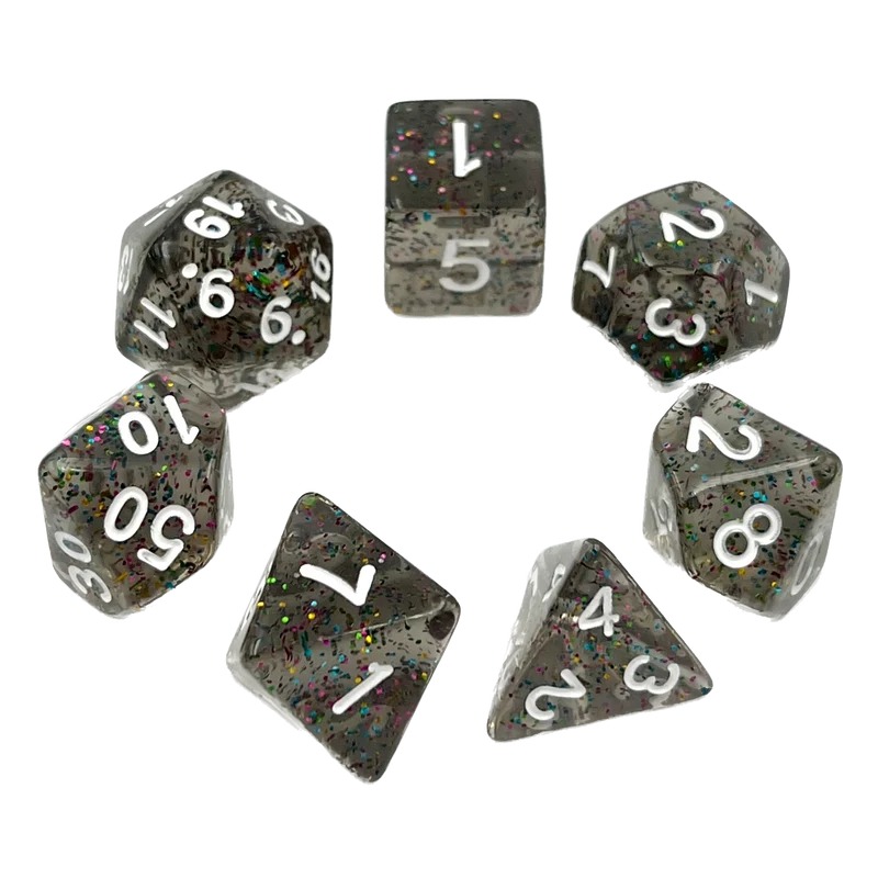 7-teiliges RPG Würfelset Confetti: Dark Rainbow