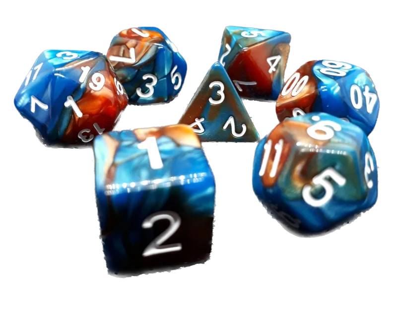 7-teiliges RPG Würfelset Mehrfarbig: Rusty Blue