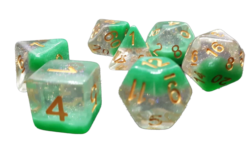 7-teiliges RPG Würfelset Galaxy: Snowflake Green