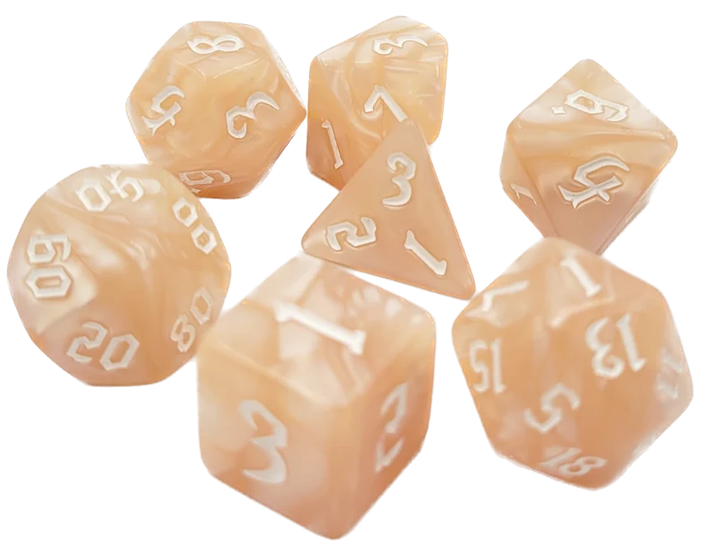 7-teiliges RPG Würfelset Pearl: Beige