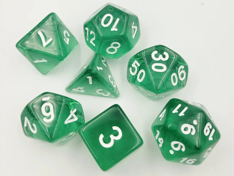7-teiliges RPG Würfelset Transparent: Green Tea