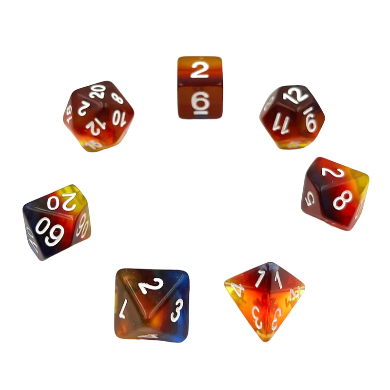7-teiliges RPG Würfelset Transparent: Burning Cloud