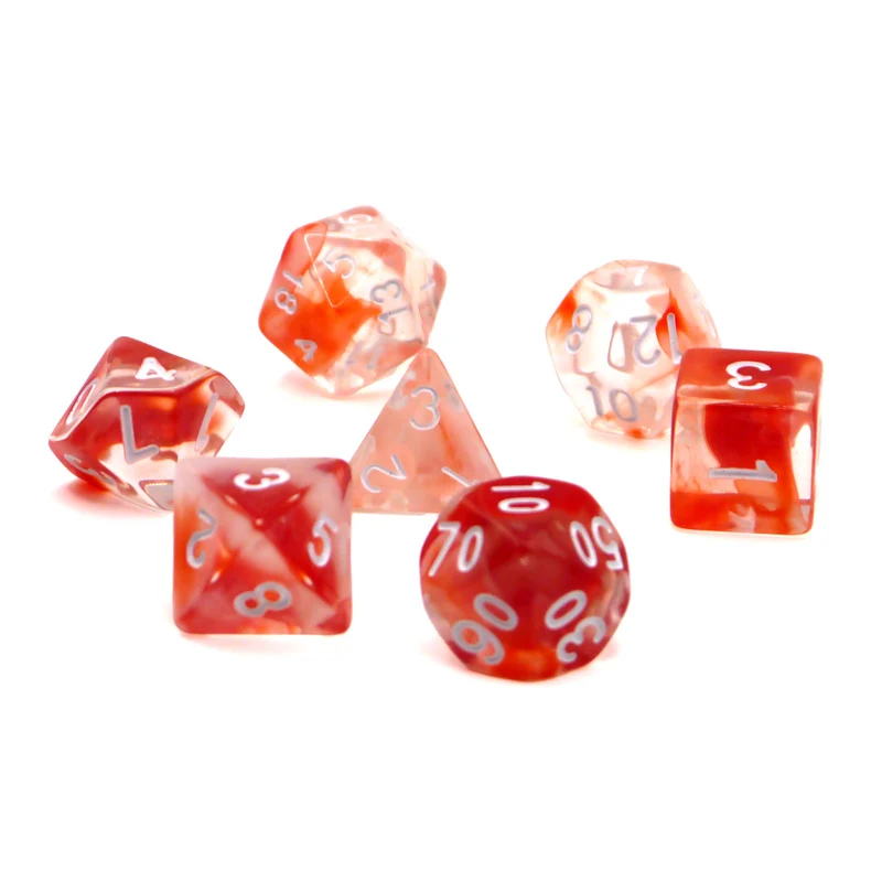 7-teiliges RPG Würfelset Transparent: Nebula Red