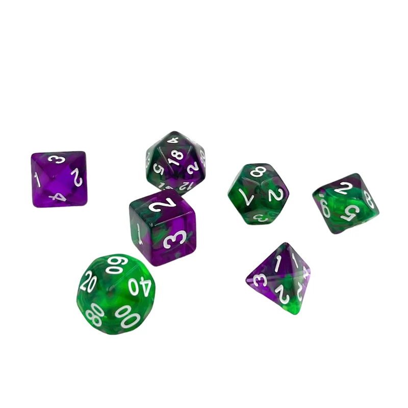 7-teiliges RPG Würfelset Transparent: Violet Evergreen