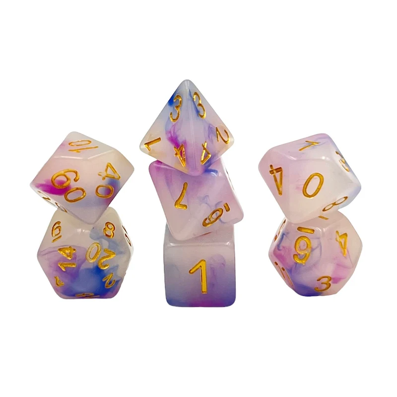 7-teiliges RPG Würfelset Mehrfarbig: Creamy Orchidee