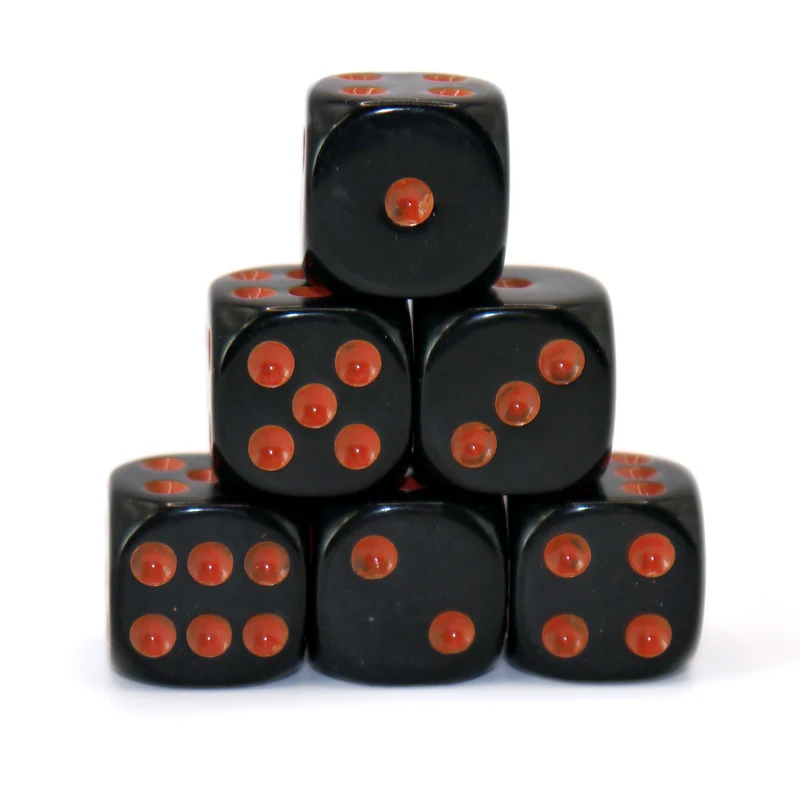 D6 Würfelset Opaque: Black/Orange