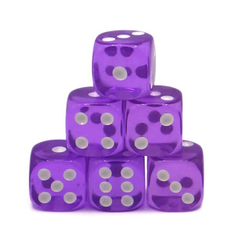 D6 Würfelset Transparent: Purple