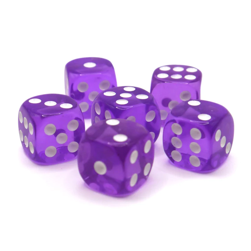 D6 Würfelset Transparent: Purple