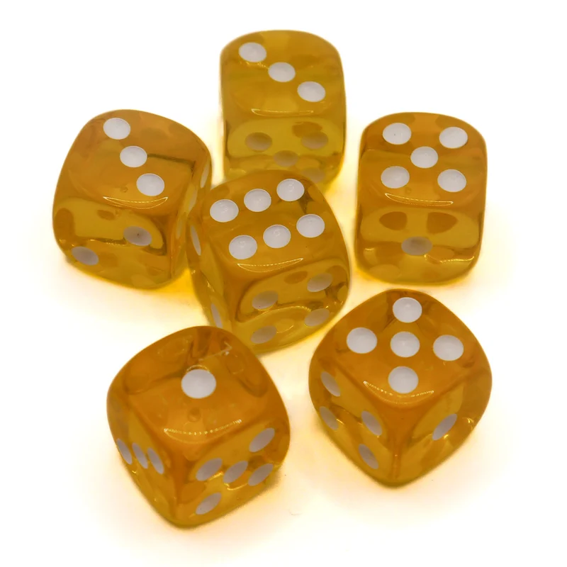 D6 Würfelset Transparent: Yellow