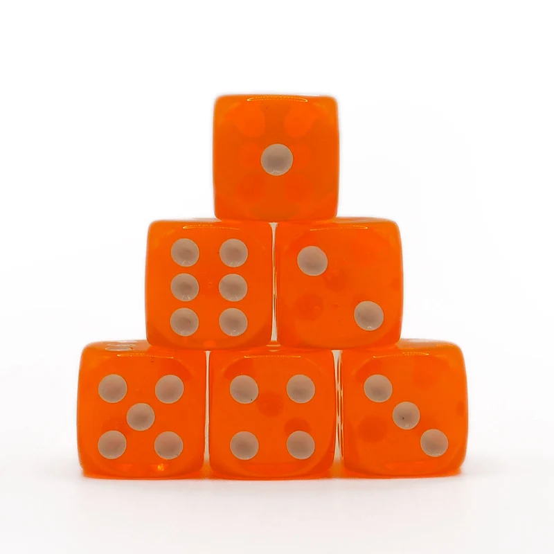 D6 Würfelset Transparent: Orange