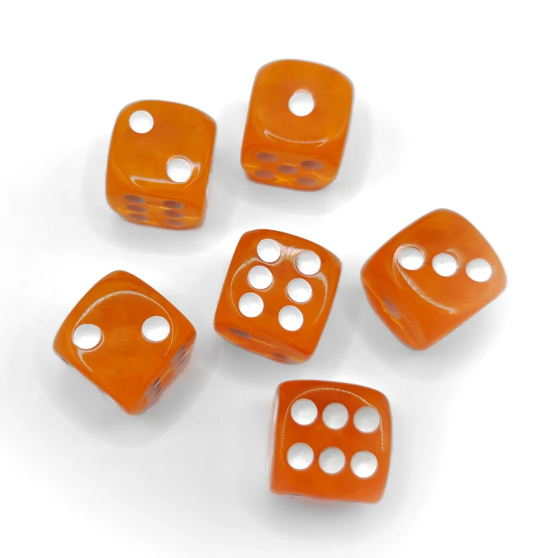 D6 Würfelset Transparent: Orange