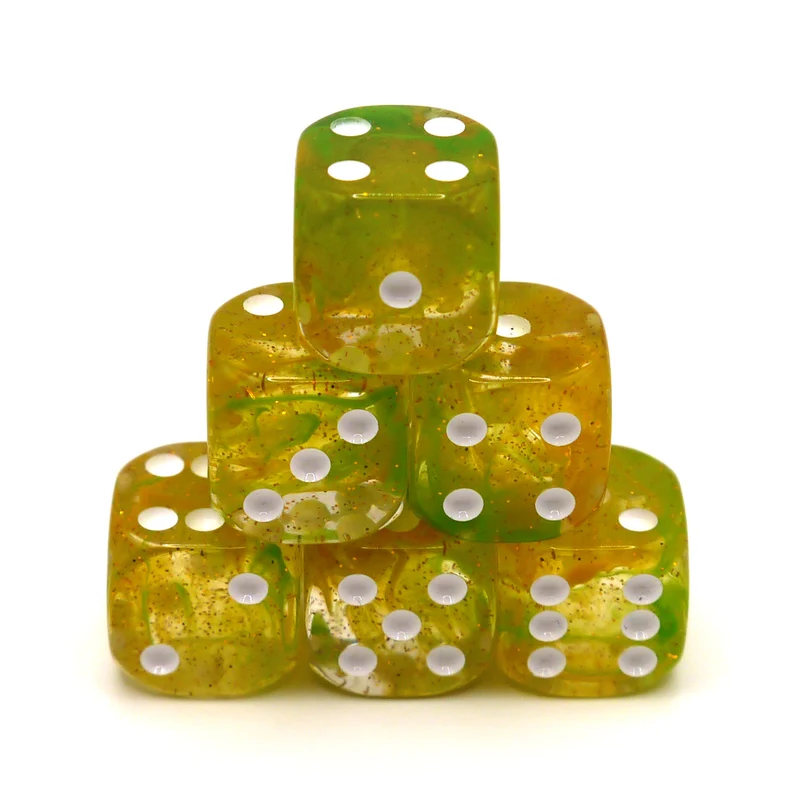 D6 Würfelset: Starlights Green/Yellow