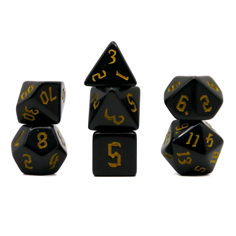 7-teiliges RPG Würfelset Opaque: Chon Drite Black/Yellow