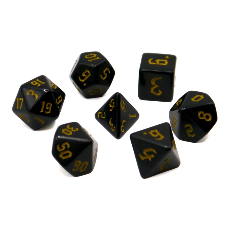 7-teiliges RPG Würfelset Opaque: Chon Drite Black/Yellow