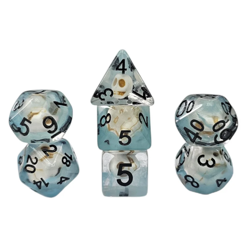 7-teiliges RPG Würfelset Transparent: Skull Relaunch