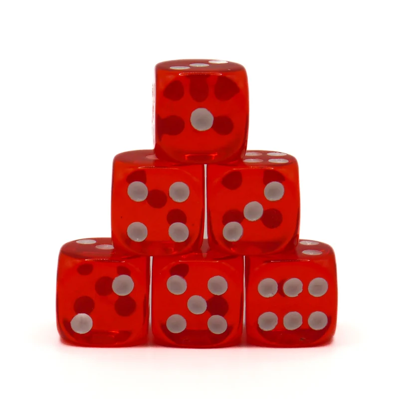 D6 Würfelset Transparent: Red