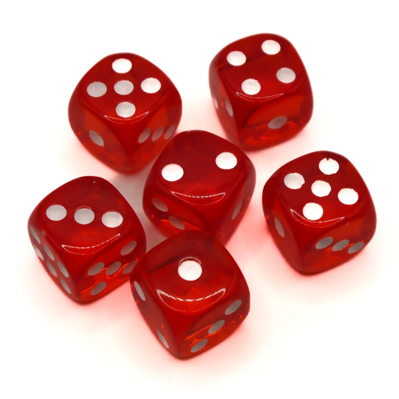D6 Würfelset Transparent: Red