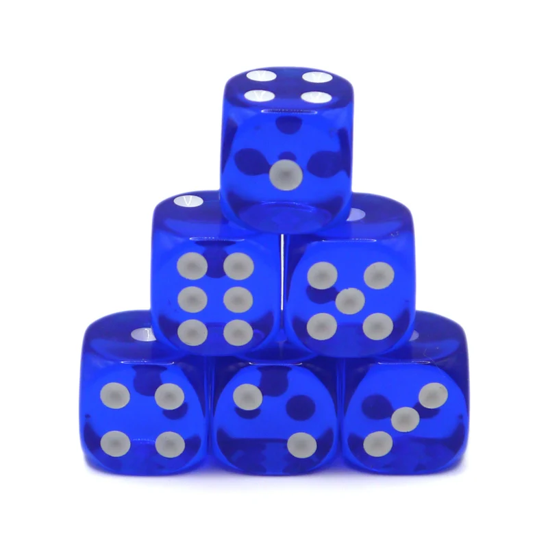 D6 Würfelset Transparent: Dark Blue