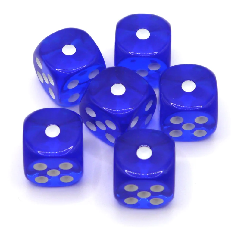 D6 Würfelset Transparent: Dark Blue
