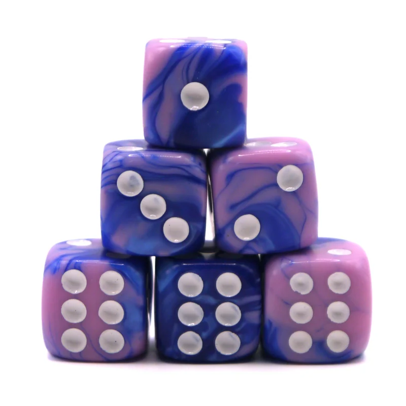 D6 Würfelset Two Toned: Blue/Pink+White
