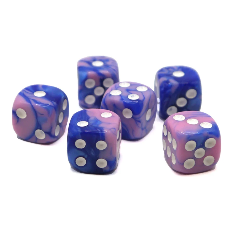 D6 Würfelset Two Toned: Blue/Pink+White