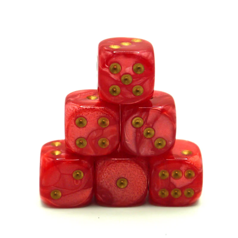 D6 Würfelset Pearl: Red/Gold