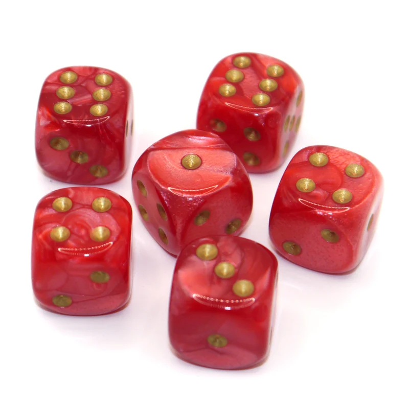 D6 Würfelset Pearl: Red/Gold