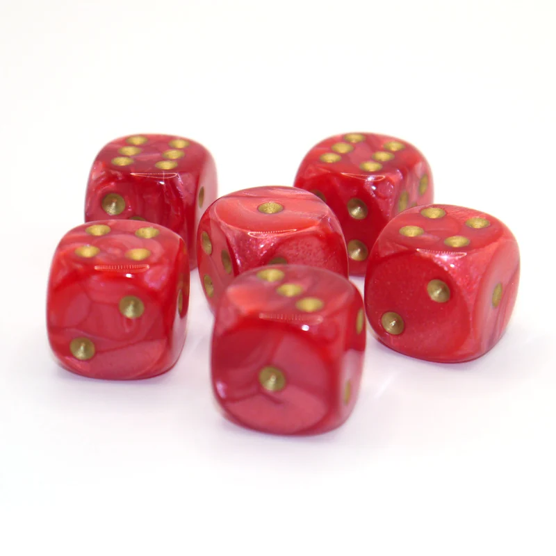D6 Würfelset Pearl: Red/Gold
