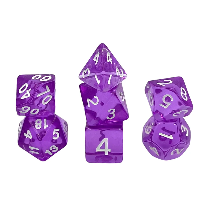 7-teiliges RPG Würfelset Transparent: Light Purple