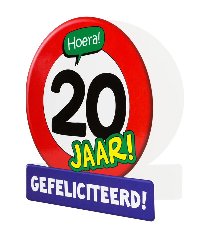 Geburtstagskarte 20 Jahre Verkehrsschild 16,5cm