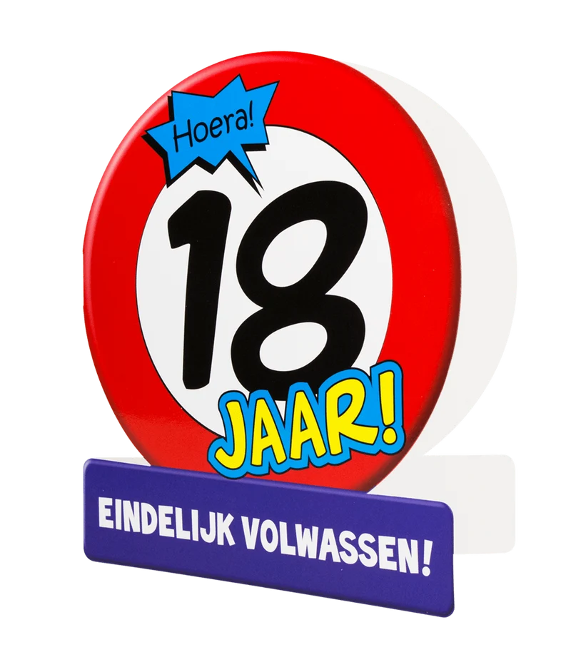 Geburtstagskarte 18 Jahre Verkehrsschild 16,5cm