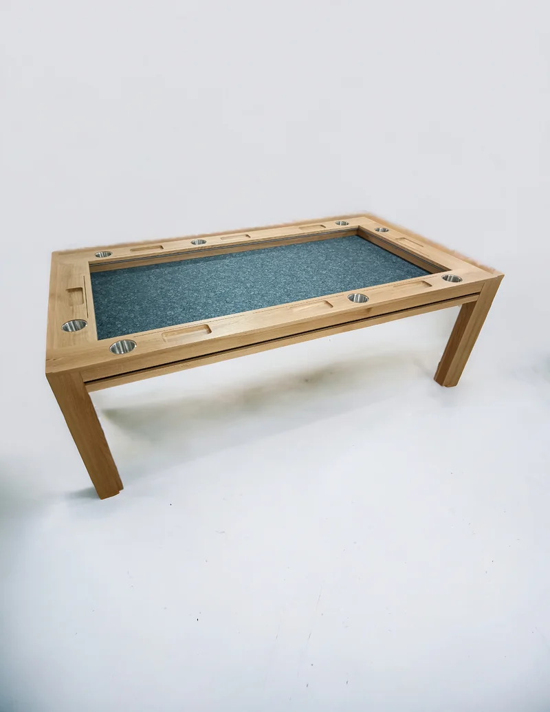 Sojourn – Custom Solid Oak Board Game Table with Magnetic Accessories Rail