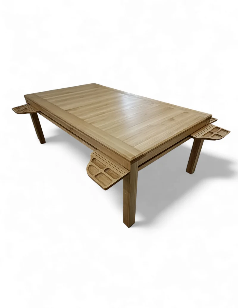 Sojourn – Custom Solid Oak Board Game Table with Magnetic Accessories Rail