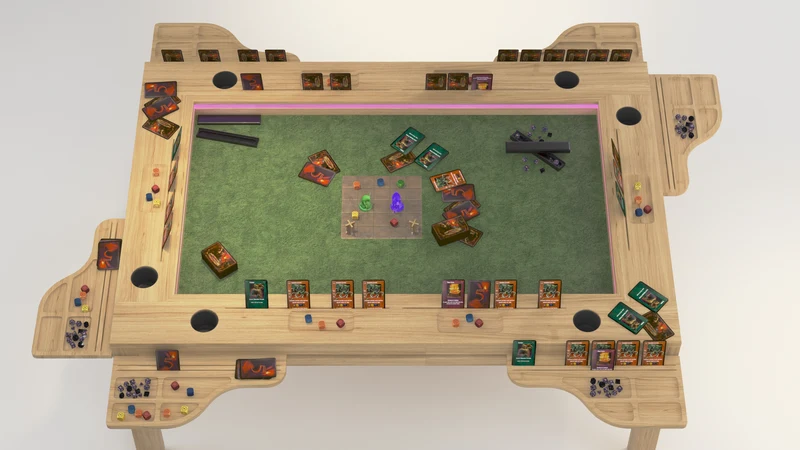 Sojourn – Custom Solid Oak Board Game Table with Magnetic Accessories Rail