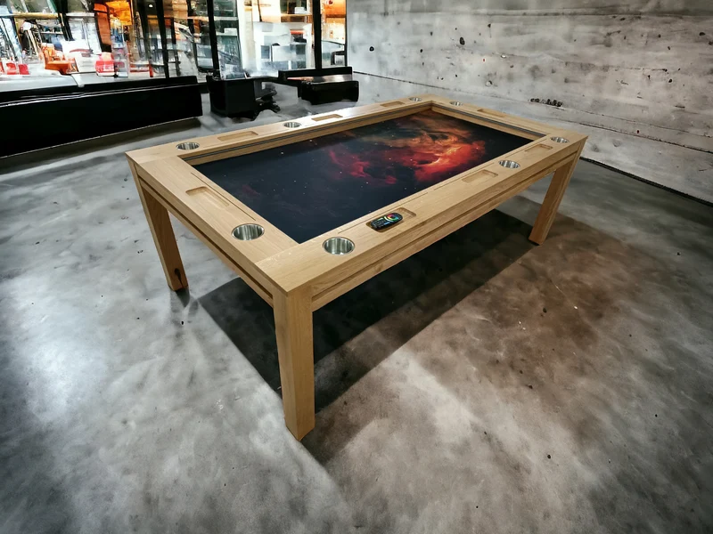 Sojourn – Custom Solid Oak Board Game Table with Magnetic Accessories Rail