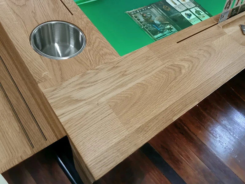 Sojourn – Custom Solid Oak Board Game Table with Magnetic Accessories Rail