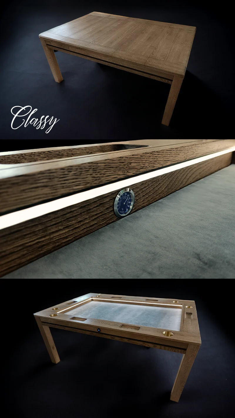 Sojourn – Custom Solid Oak Board Game Table with Magnetic Accessories Rail