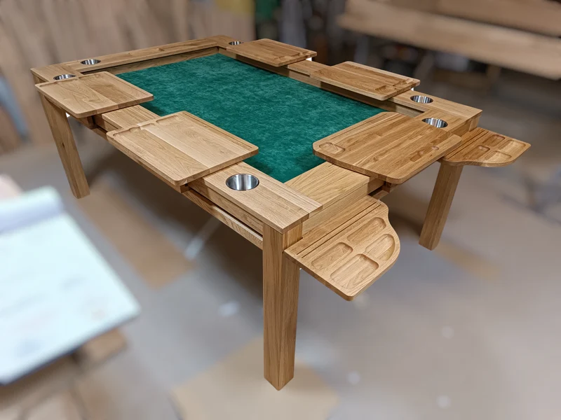 Sojourn – Custom Solid Oak Board Game Table with Magnetic Accessories Rail