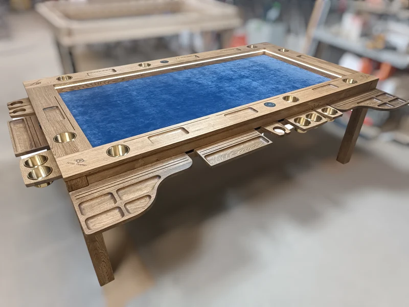 Sojourn – Custom Solid Oak Board Game Table with Magnetic Accessories Rail