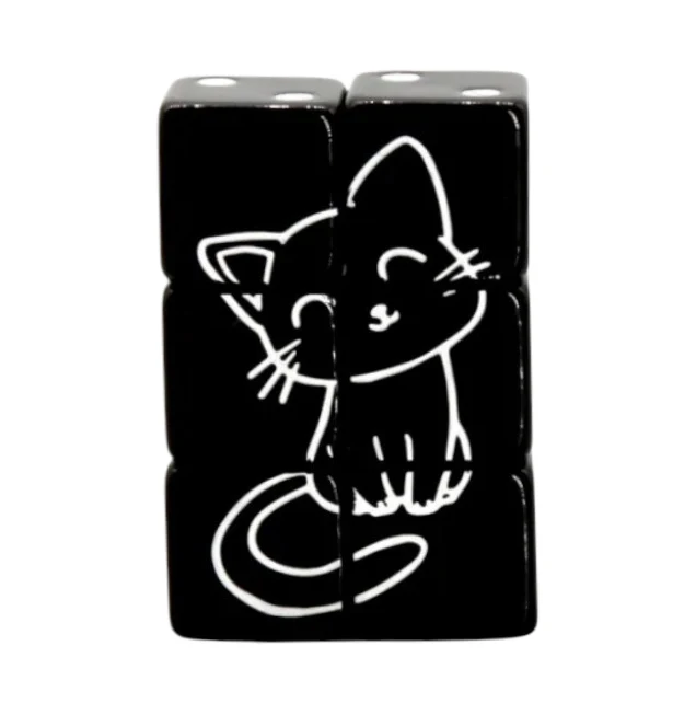 D6 Würfelset Puzzle: Cat Black