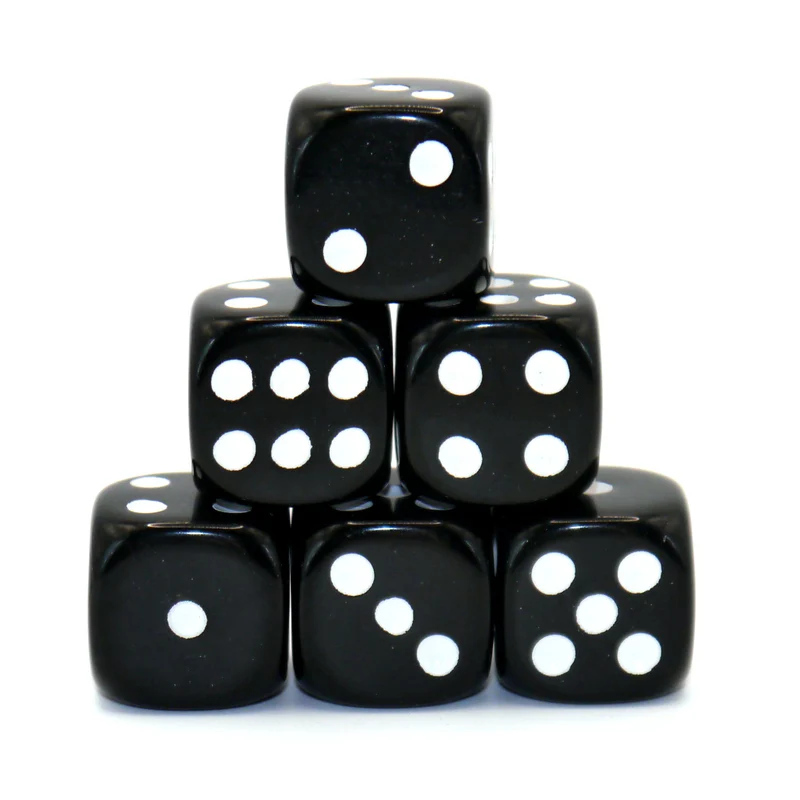 D6 Würfelset Opaque: Black/White