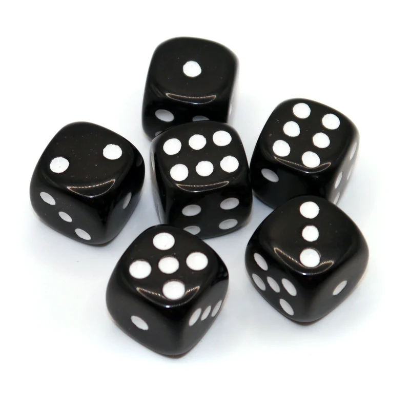D6 Würfelset Opaque: Black/White