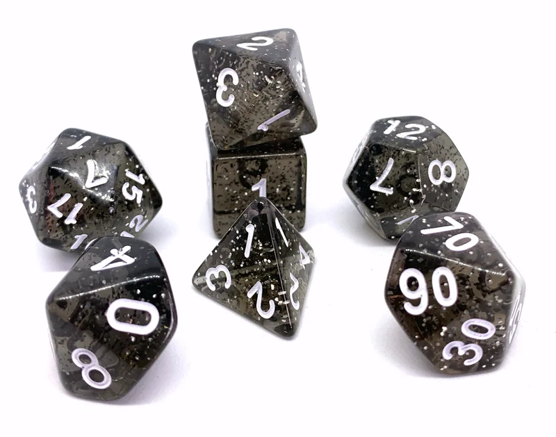 7-teiliges RPG Würfelset Confetti: Powder Black
