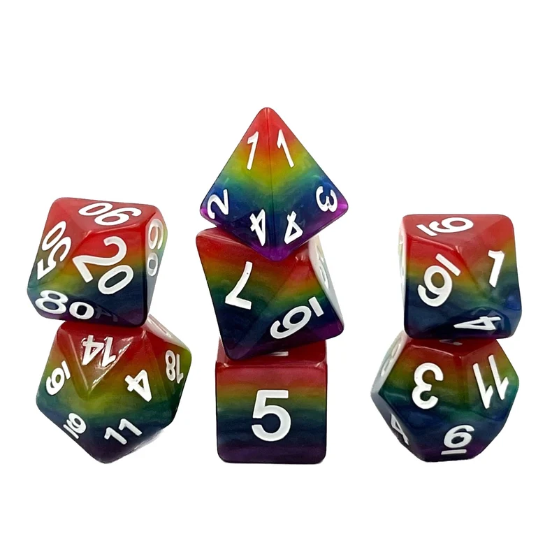 7-teiliges RPG Würfelset Mehrfarbig: Rainbow