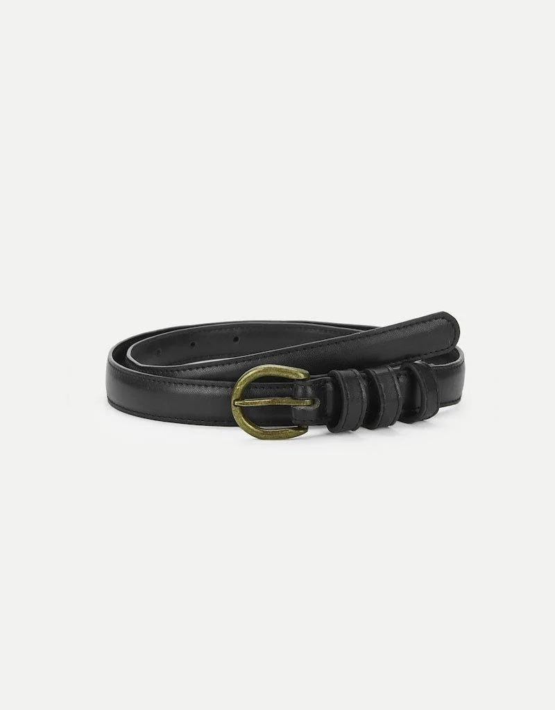 Metal Buckle Skinny Belt