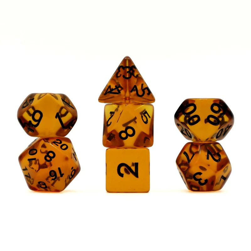 7-teiliges RPG Würfelset Transparent: Black Honey